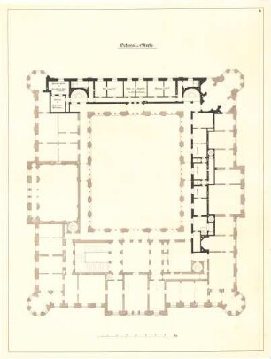 Gärtner, Friedrich von; München; Wittelsbacherpalast - Zwischengeschoss (Grundriss)
