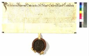 Erzbischof Johann Philipp zu Mainz belehnt die Gebrüder Heinrich Christof (+), Alexander und Sebastian von Wellwart mit dem halben Achtel von Bönnigheim.