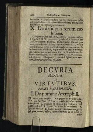 Decuria Sexta De Viritutibus