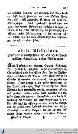 1. Abtheilung. Lehre vom innern Gottesdienst.