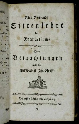 Des ersten Theils erste Abtheilung.