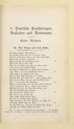 II. Poetische Erzählungen, Balladen und Romanzen
