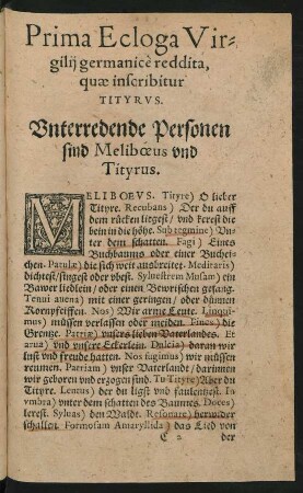 Prima Ecloga Virgilii germanice reddita, quae inscribitur Tityrus.