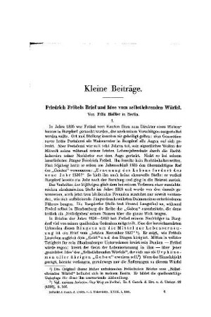 Friedrich Fröbels Brief und Idee vom selbstlehrenden Würfel
