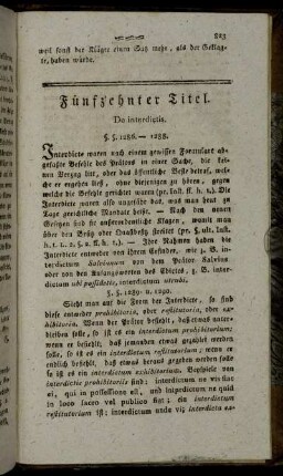 Fünfzehnter Titel. De interdictis.