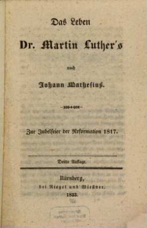 Das Leben D[okto]r Martin Luthers