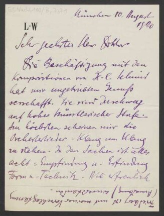 Brief an B. Schott's Söhne : 10.08.1920