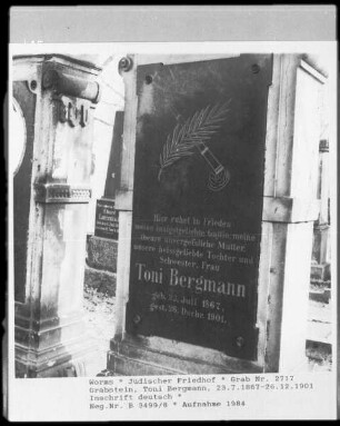Grabstein des Toni Bergmann (gestorben 1901.12.26)