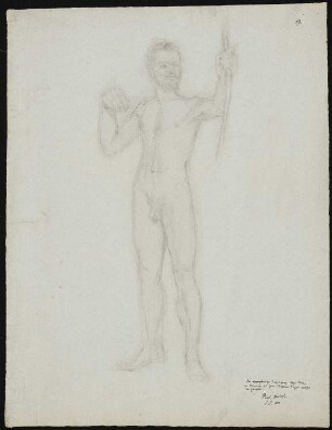 Männlicher Akt stehend Mit Bogen: Motiv Modell wie Inv.Nr. 42329: Vorderansicht junger Mann mit Blick nach links, stehend