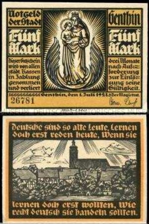 Genthin, Notgeldserie, 5 Mark