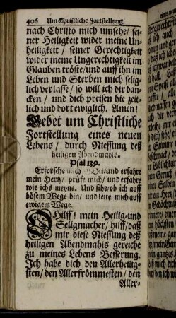 Gebet um christliche Fortstellung eines neuen Lebens, durch Niessung des heiligen Abendmahls