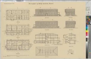 Betriebsstofflager auf Bahnhof Gelsenkirchen-Bismarck: Ansicht, Grundriß, Schnitt [2 Exemplare], M. 1:100
