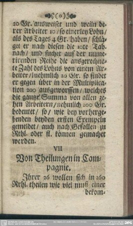 VII. Von Theilungen in Compagnie