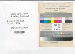 Entnazifizierung Hans Hammacher , geb. 29.03.1914 (Kaufmaennischer Angestellter)
