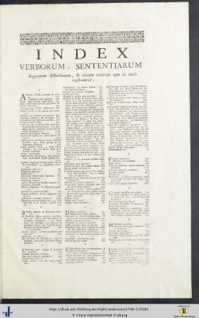 Index Verborum, Sententiarum, Dogmatum difficiliorum, et rituum veterum quae in notis explicantur.
