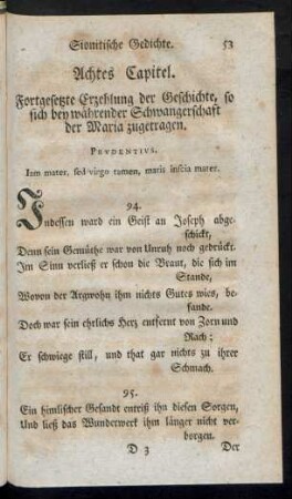 Achtes Capitel. Fortgesetzte Erzehlung der Geschichte, so sich bey währender Schwangerschaft der Maria zugetragen