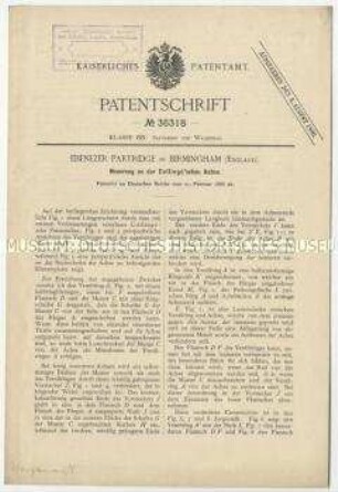 Patentschrift einer Neuerung an der Collinge'schen Achse, Patent-Nr. 36318