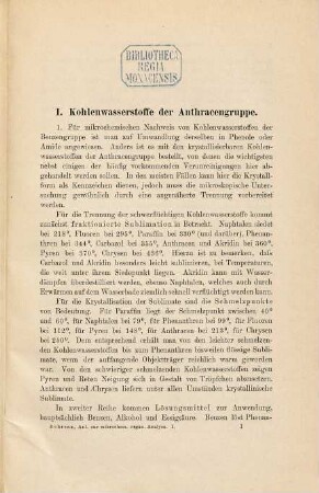 Anleitung zur mikrochemischen Analyse der wichtigsten organischen Verbindungen, 1. Anthracengruppe, Phenole, Chinone, Ketone, Aldehyde