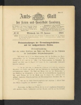 No. 11, 16. Januar 1918