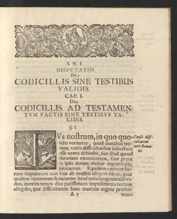 Disputatio De Codicillis Sine Testibus Validis.