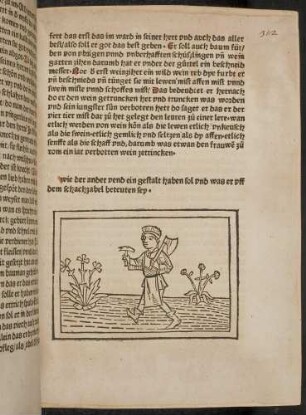 Kapitelillustration. Figur (Der zweite Vend): Zimmermann mit Klauenhammer und Beil und Maurerkelle als Attribute