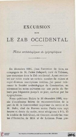 Sér. 3: Excursion dans le Zab occidental : notes archéologiques et épigraphiques