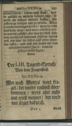 Der LIII. Tugend-Spruch, Von dem Fragenfleiß