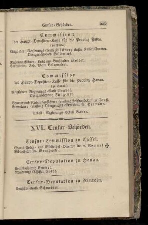 XVI. Censur-Behörden.