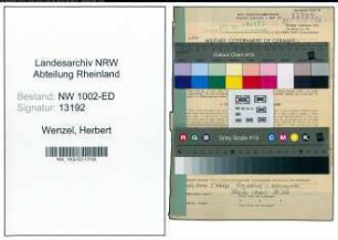 Entnazifizierung Herbert Wenzel, geb. 06.04.1912 (Studienrat)
