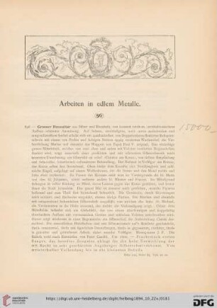 Arbeiten in edlem Metalle (Nr. 898 - 1011a)