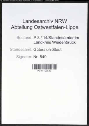 Heiratsregister Standesamt Gütersloh-Stadt