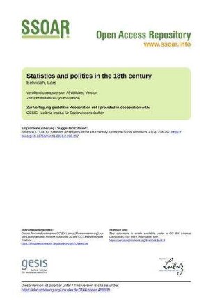 Statistics and politics in the 18th century