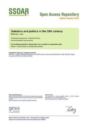 Statistics and politics in the 18th century