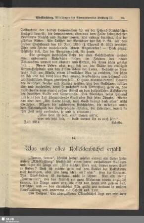 15. Was unser altes Kollektenbüchel erzählt