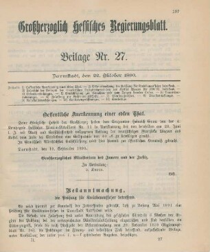 22. Oktober-30. Dezember = Beilage Nr. 27-30