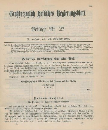 22. Oktober-30. Dezember = Beilage Nr. 27-30