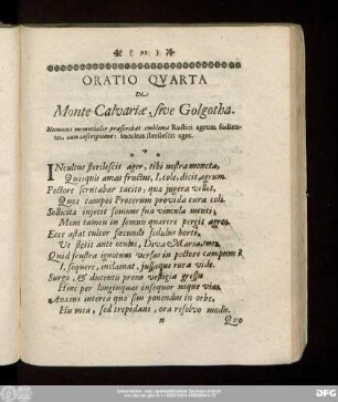Oratio Quarta De Monte Calvariae, sive Golgotha.