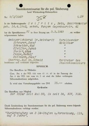 Seifritz, Beda