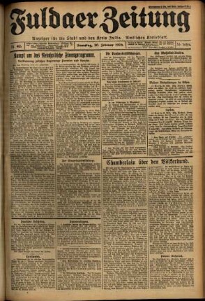 Ausgabe vom Samstag, den 20. Februar 1926.