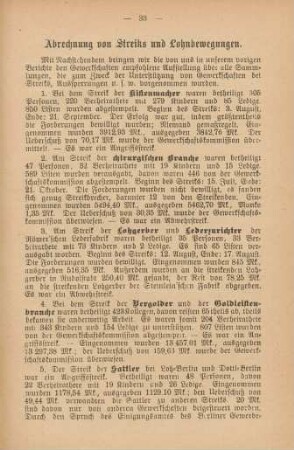Abrechnung von Streiks und Lohnbewegungen.