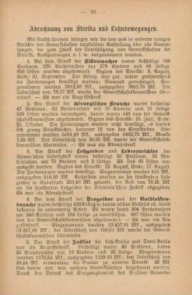 Abrechnung von Streiks und Lohnbewegungen.