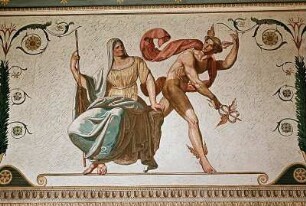 Hermes und Frauengestalt