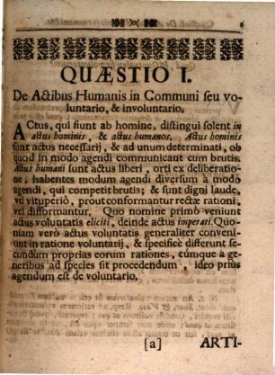 Theologia Scholastica Aegidio-Augustiniana, 5. De Actibus Humanis