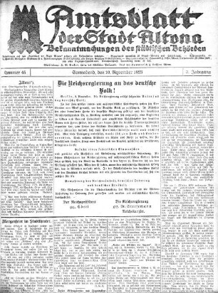 Nummer 45 : Sonnabend, den 10. November 1923