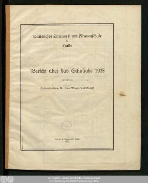 1928/29 (1929): Bericht : über das Schuljahr
