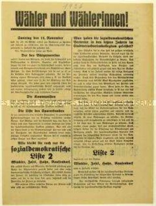 Aufruf der SPD zur Neugersdorfer Stadtverordnetenwahl 1926