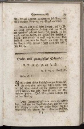 Sechs und zwanzigster Brief. - Dreyßigster Brief.