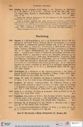 Nachtrag (Nr. 1085 - 1117)