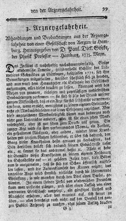 Abhandlungen und Beobachtungen aus der Arzneygelahrheit.