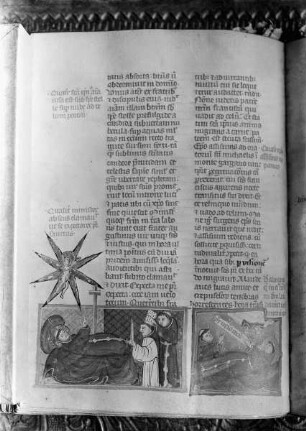 Vita sancti Francisci — Miniatur mit dem Totenbett des Franz von Asissi, Folio 61v